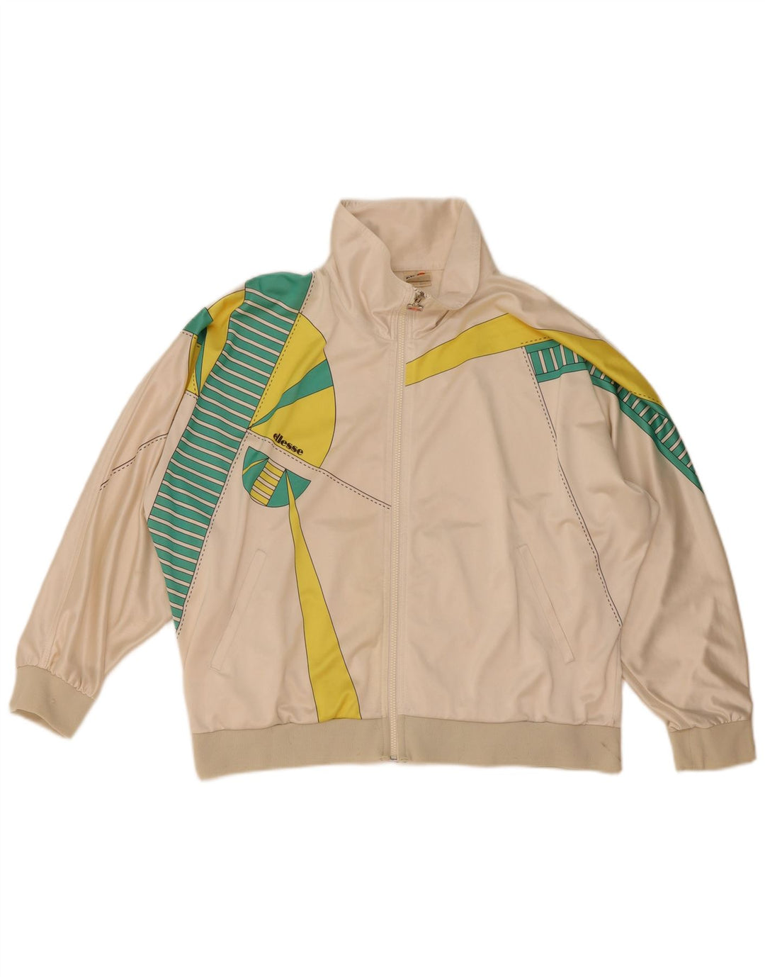 Ellesse Womens Grafisk træningsdragt Topjakke UK 18 XL Hvid Colourblock