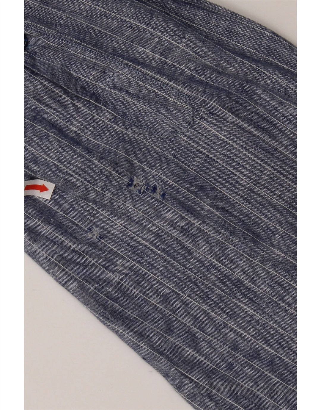 VINTAGE herreskjorte XL Blå nålestribet linned