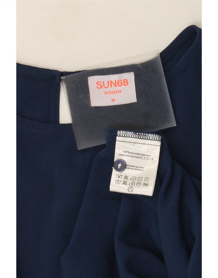 Sun68 Dame Bluse Top UK 14 Medium Navy Blue Viscose
