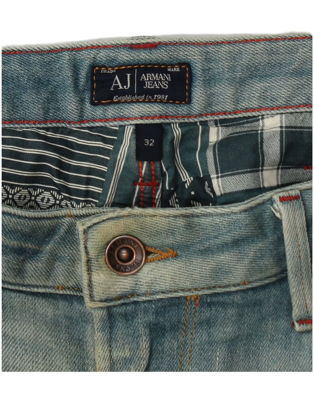 ARMANI Slim Jeans til mænd W32 L34 blå bomuld