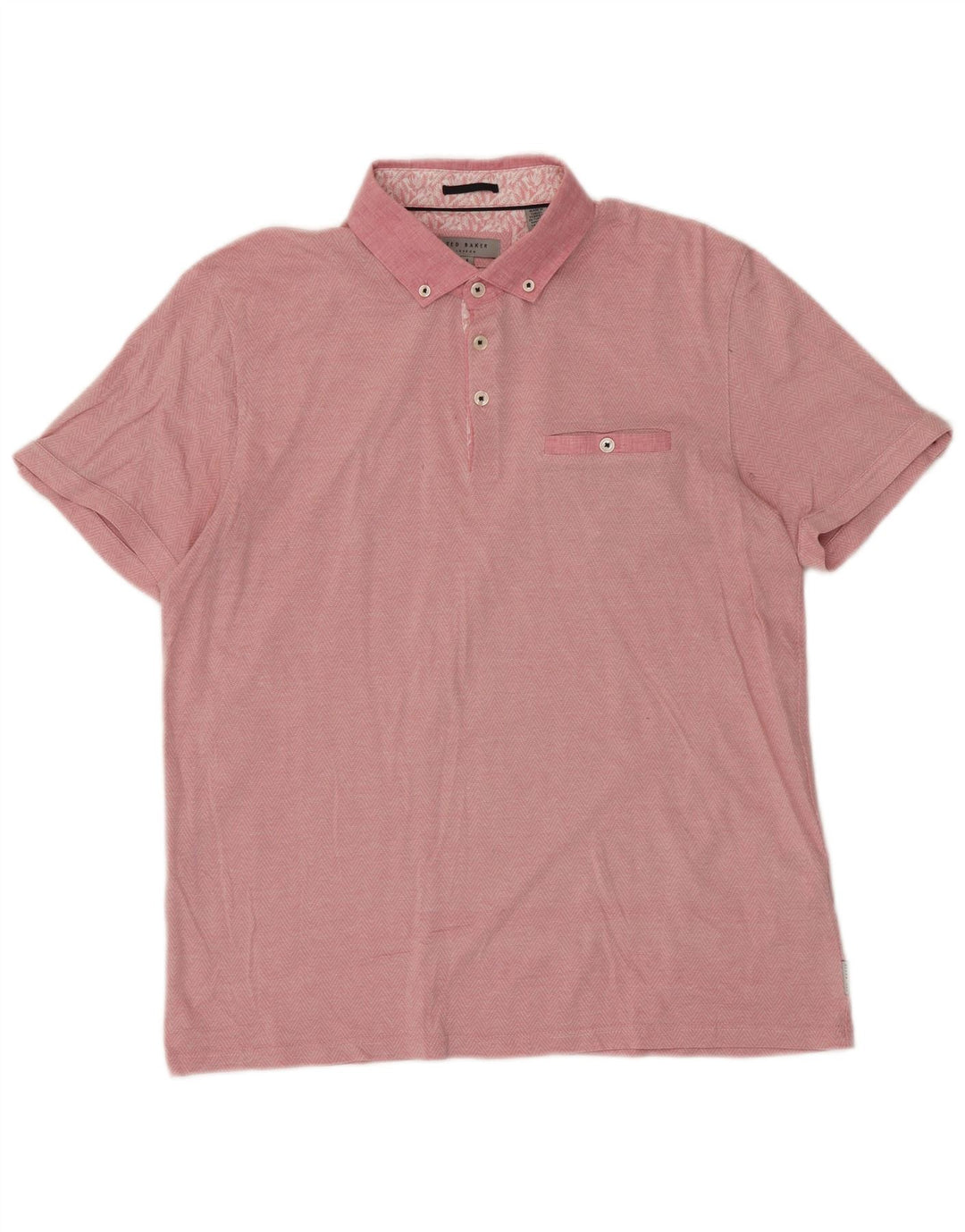 Ted Baker herre poloshirt str. 4 Large Pink Chevron Cotton