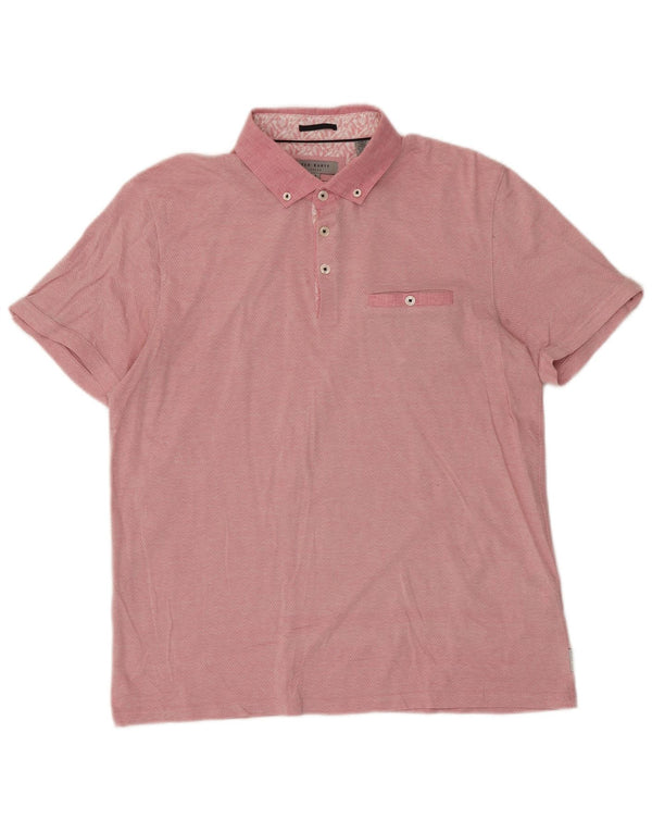 Ted Baker herre poloshirt str. 4 Large Pink Chevron Cotton