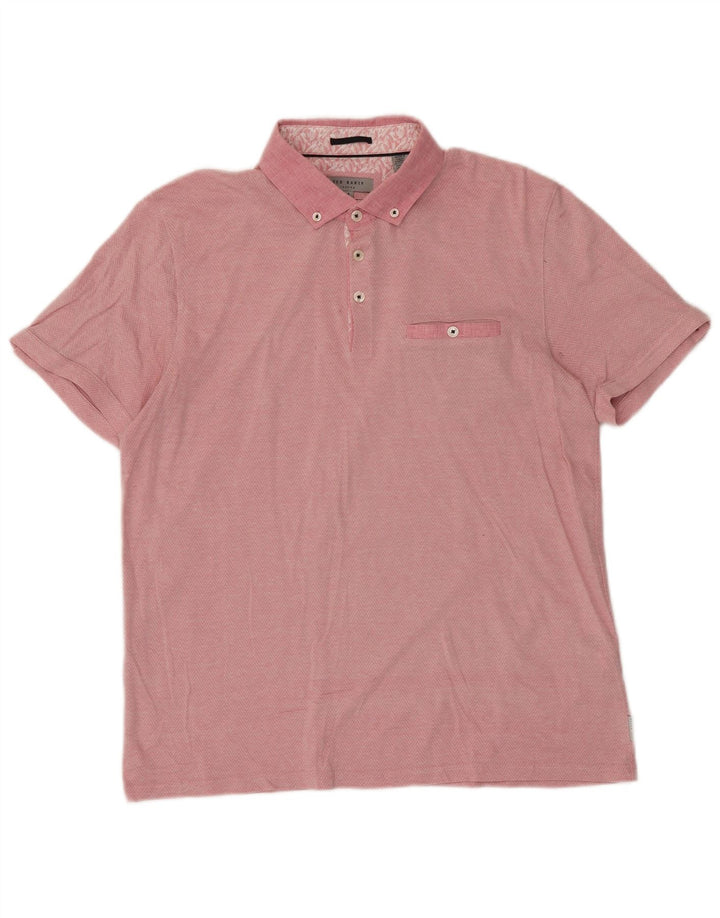 Ted Baker herre poloshirt str. 4 Large Pink Chevron Cotton