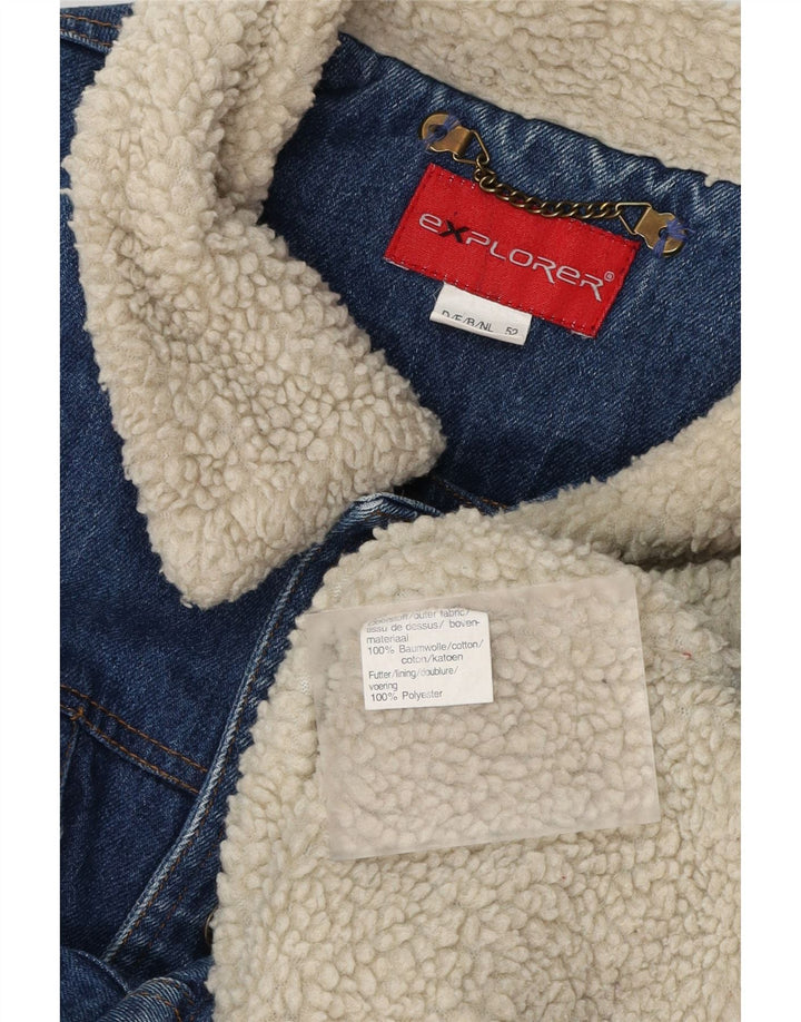 EXPLORER Herre Denim Sherpa Jacket IT 52 XL Blå Bomuld