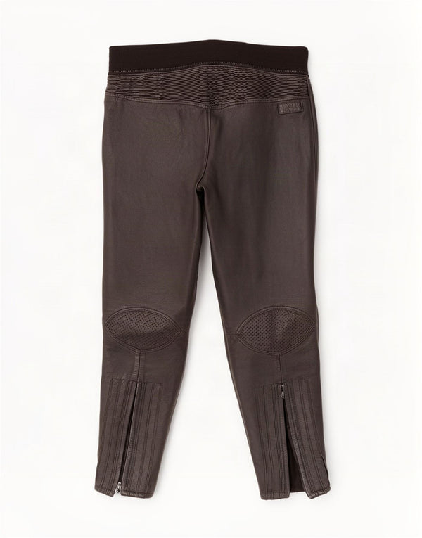 Vintage Mens Biker Leather Trousers IT 54 2XL W34 L29 Black