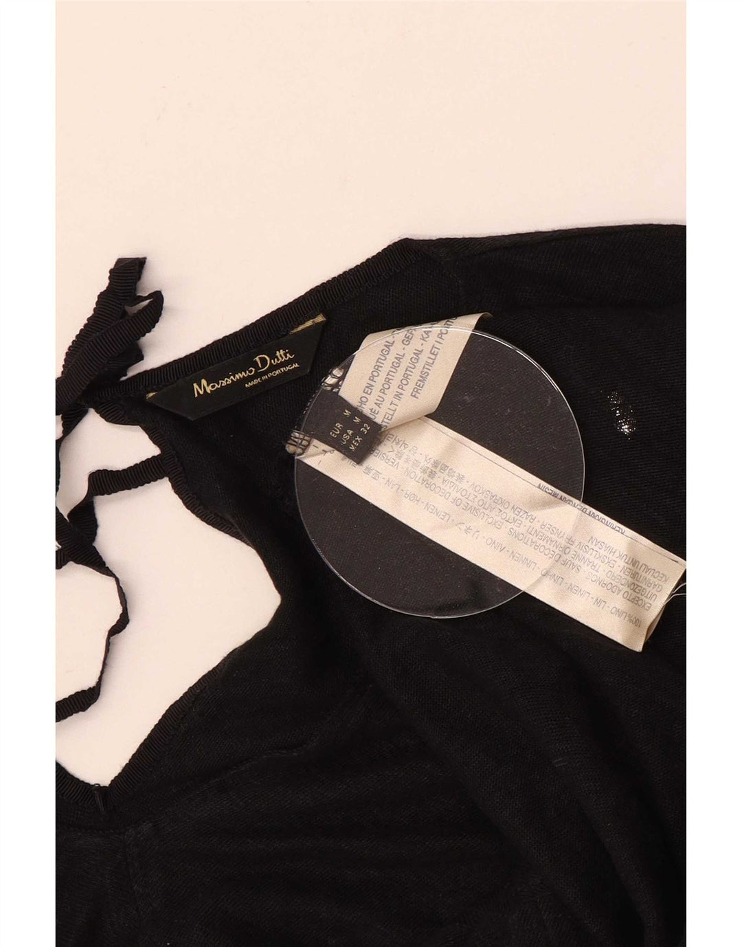 Massimo Dutti Dame Top Langærmet UK 14 Medium Sort Linned