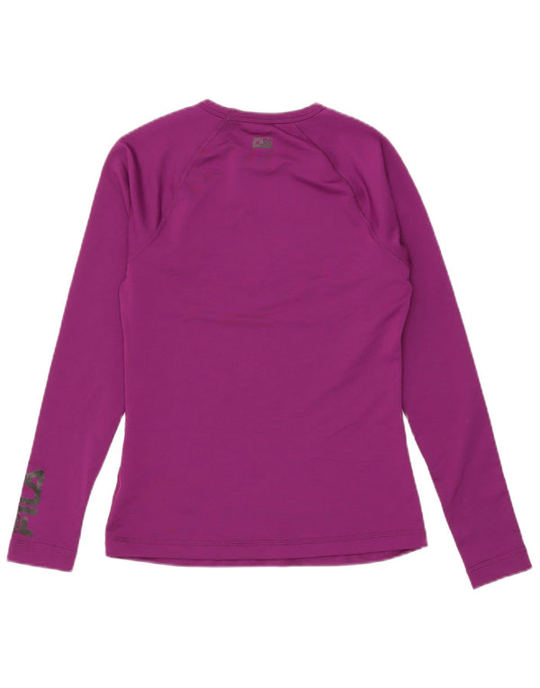 Fila Womens Graphic Top Long Sleeve UK 10 Small Purple Polyester