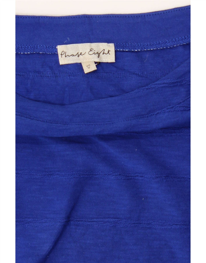 PHASE EIGHT Womens Top 3/4 Sleeve UK 12 Medium Blue Cotton Vintage Phase Eight and Second-Hand Phase Eight from Messina Hembry 