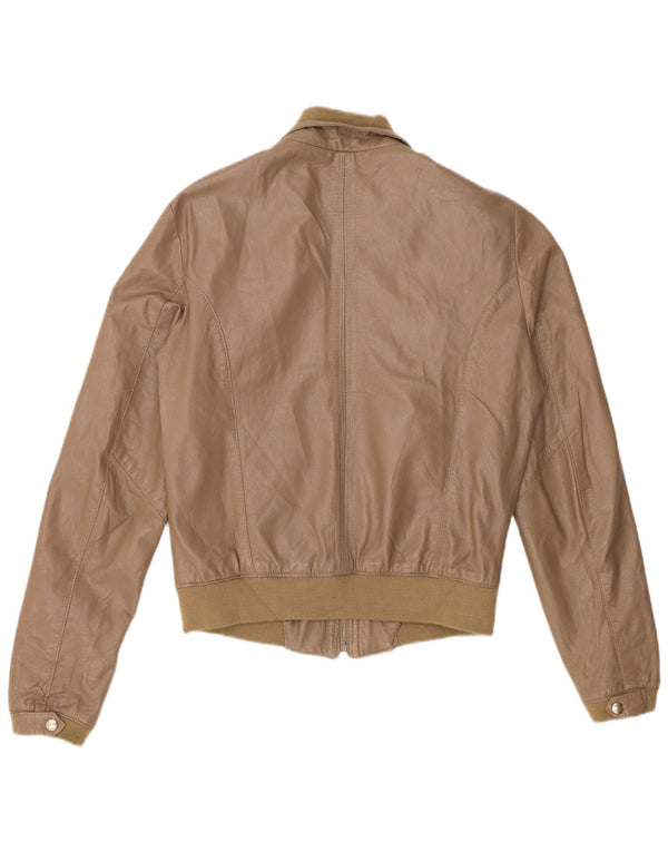Vintage kvinde bomber læderjakke UK 18 XL Khaki læder