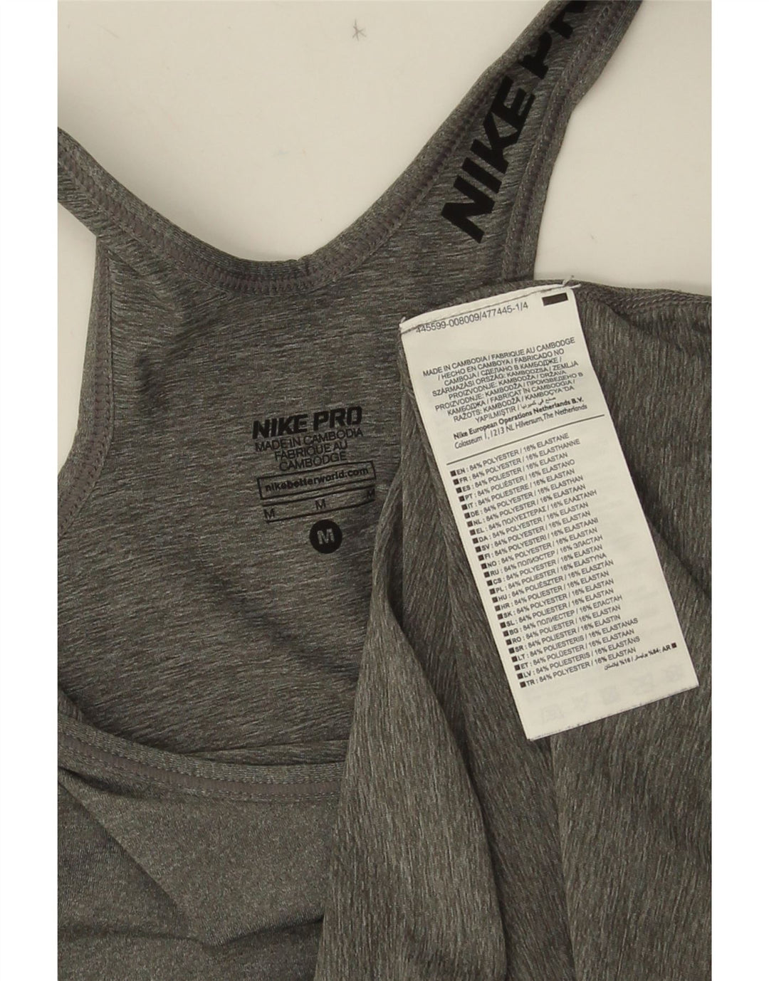 Nike Dame Grafisk Vest Top UK 12 Medium Grey Polyester