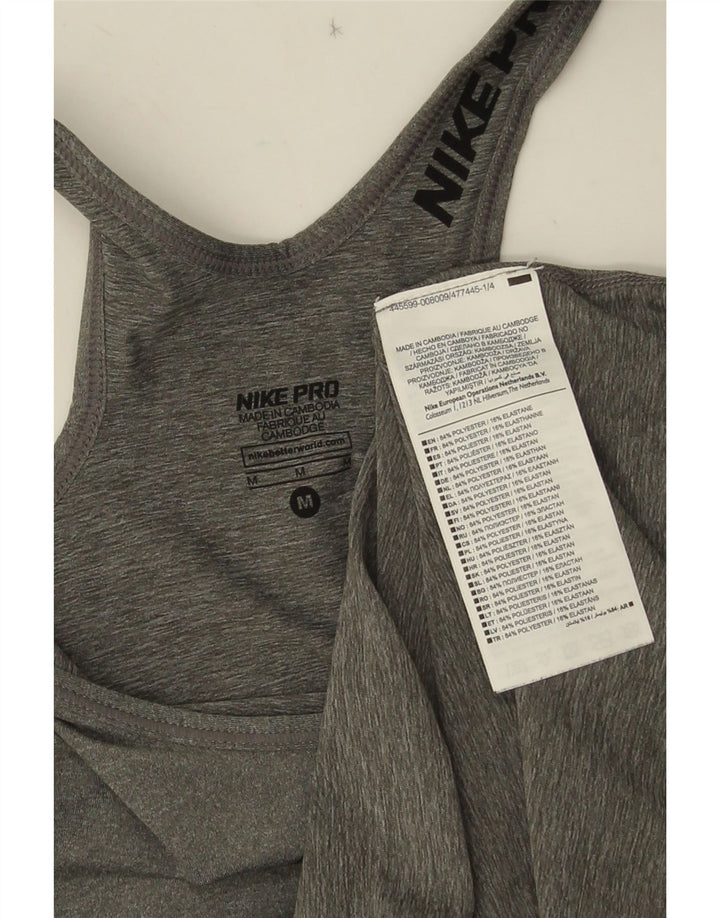 Nike Dame Grafisk Vest Top UK 12 Medium Grey Polyester