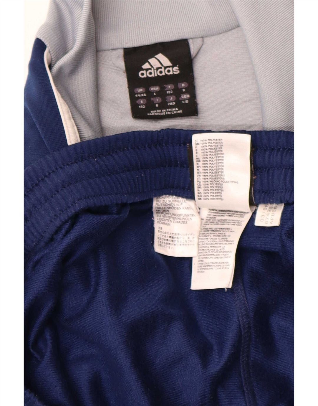 Adidas fuld træningsdragt til mænd UK 44/46 Large Navy Blue Colourblock Polyester