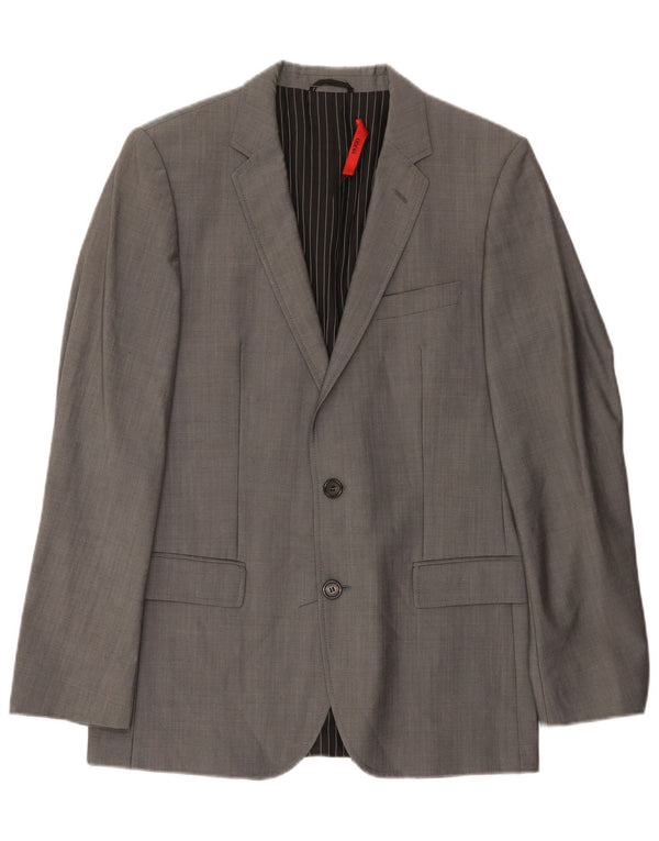 Hugo Boss Mens 2 Button Blazer Jacket EU 48 Medium Grey Wool