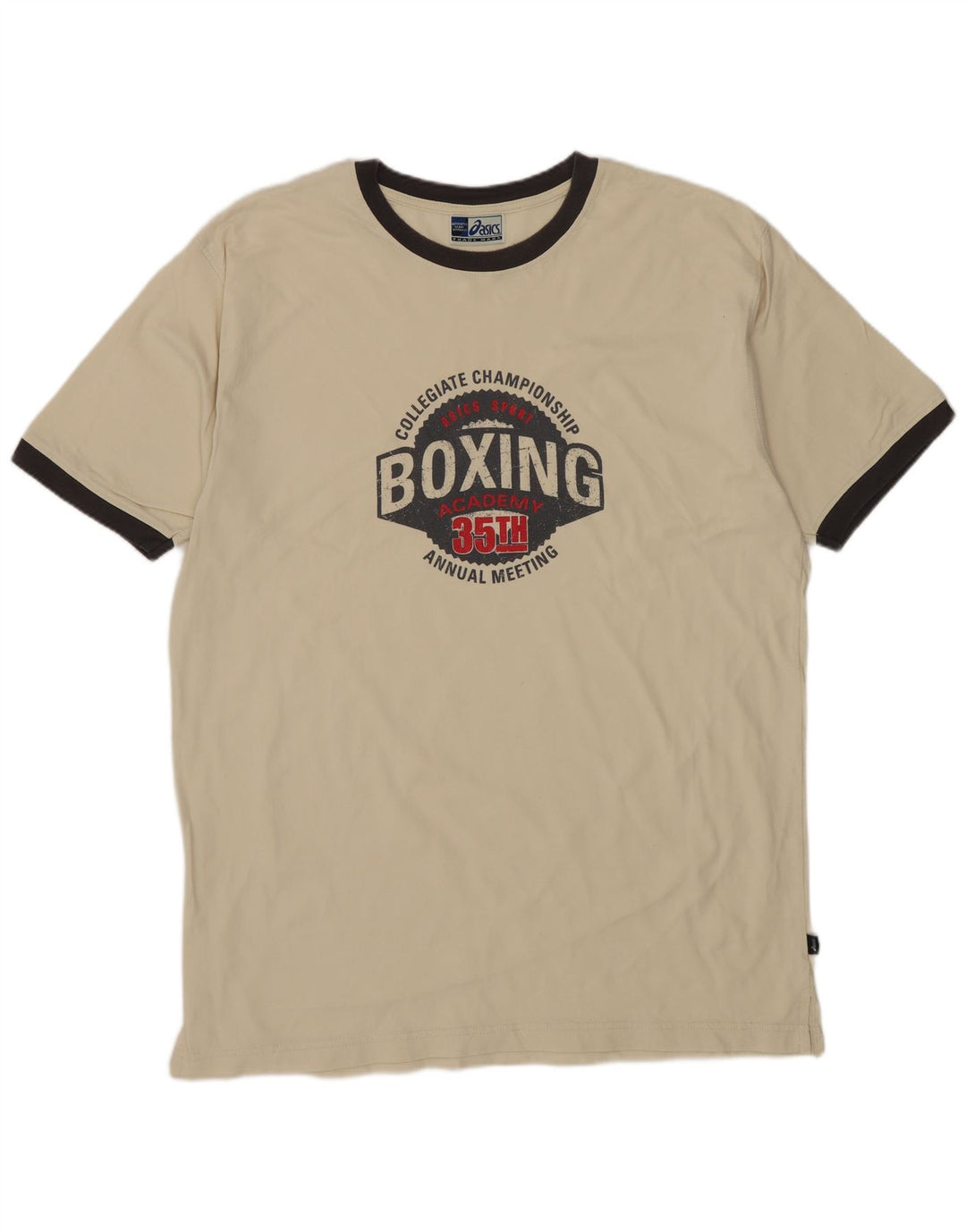 ASICS Herre grafisk T-shirt Top Stor Beige Bomuld