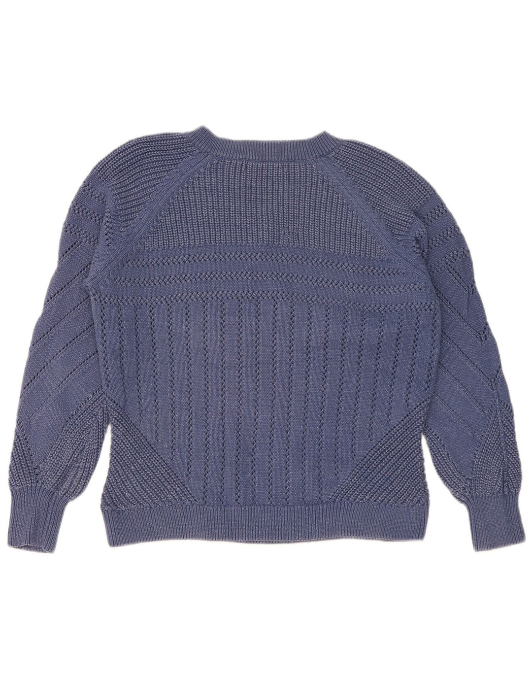Marks & Spencer Dame V-hals sweater UK 14 Medium Blue Bomuld