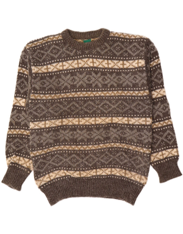 Canda Mens Crew Neck Jumper Sweater EU 52/54 Large Grey Fair Isle Acrylic