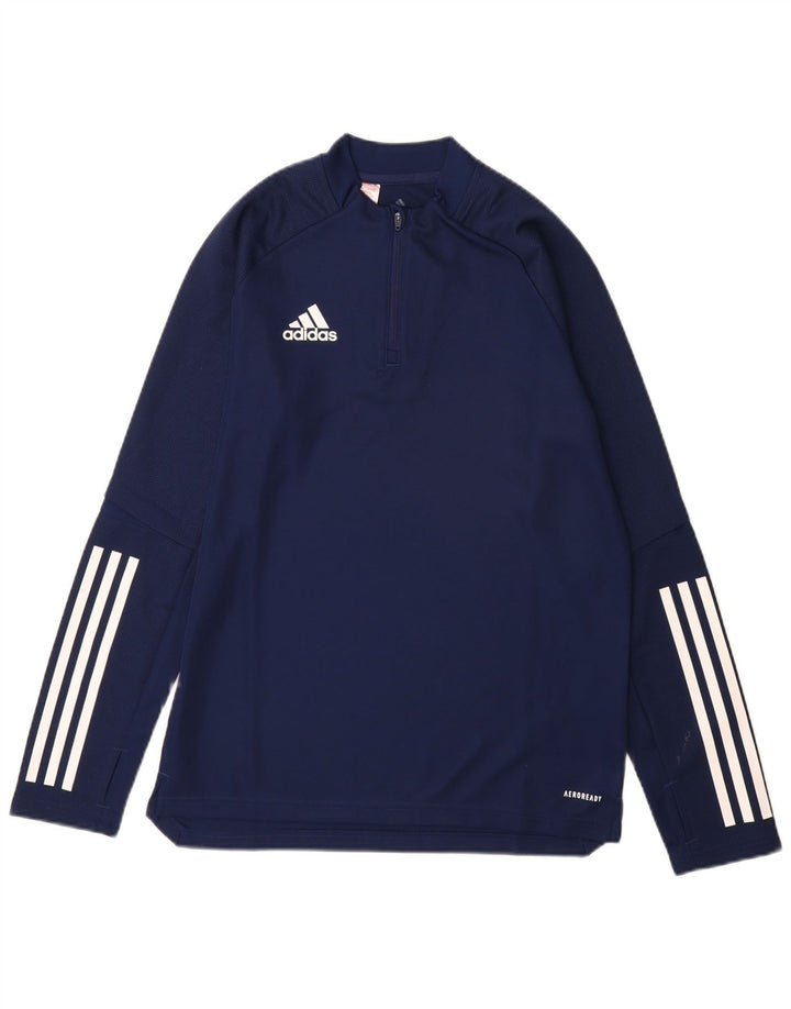 Adidas Boys Aeroready Zip Neck Pullover Træningsdragt Top 13-14 år Navy Blue