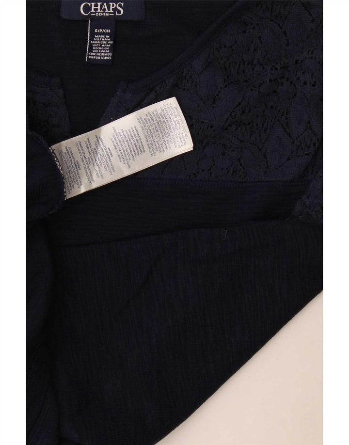 Chaps Dame Bluse Top UK 10 Small Navy Blue Floral Bomuld