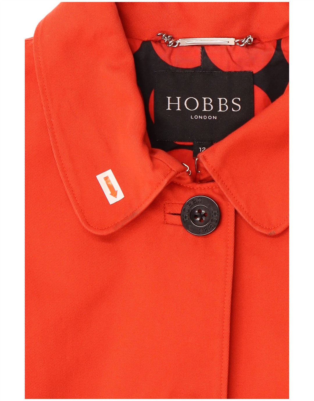 HOBBS Womens Overcoat UK 12 Medium Red Cotton