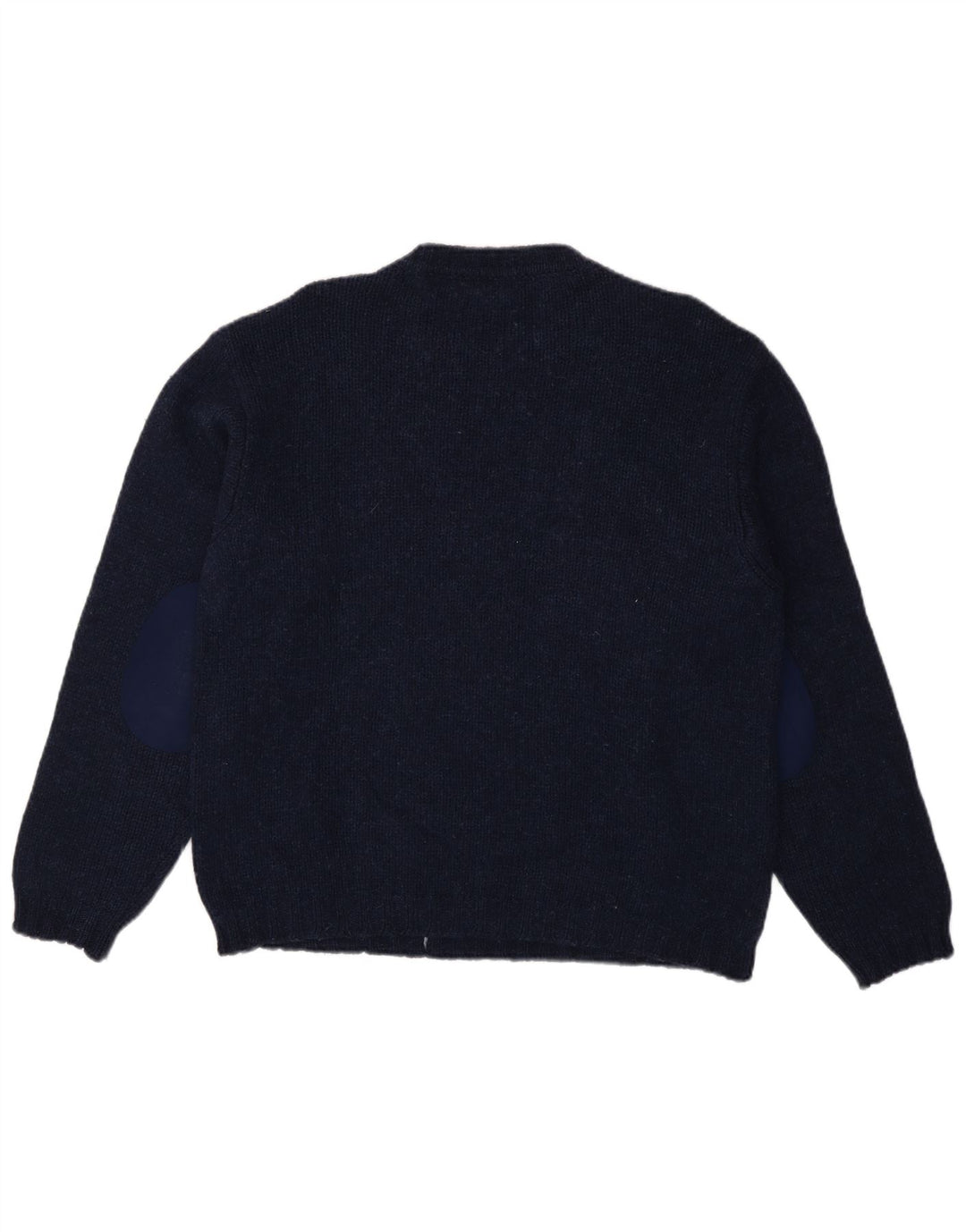 Benetton Herre Crew Neck Jumper Sweater Large Navy Blue Argyle/Diamond