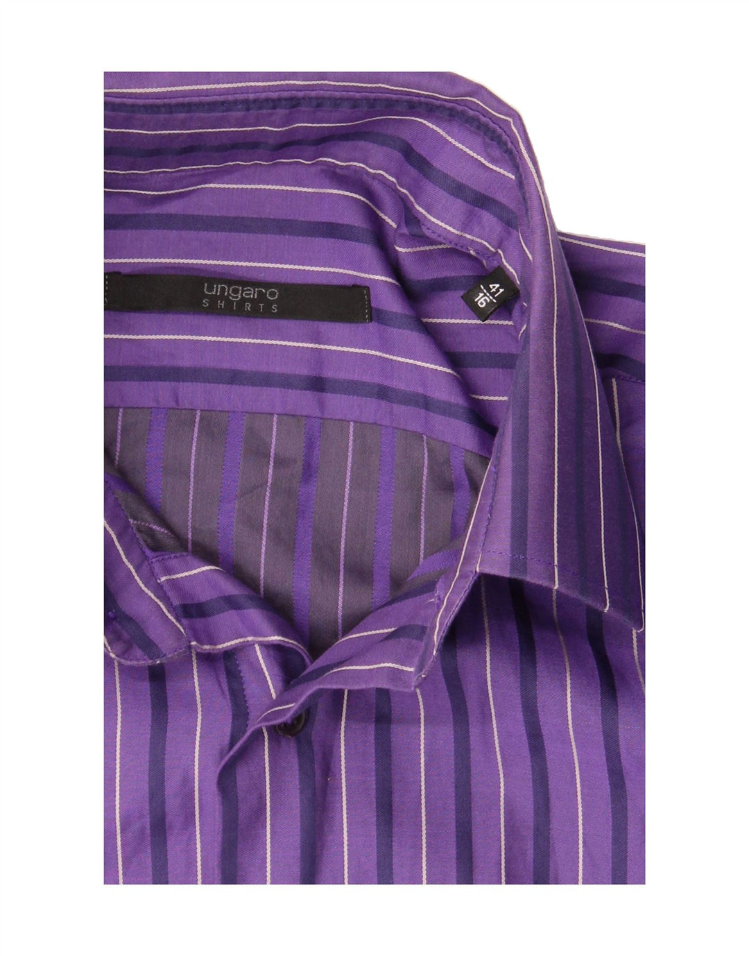 UNGARO Mens Shirt Size 16 41 Large Purple Striped Cotton Vintage Ungaro and Second-Hand Ungaro from Messina Hembry 