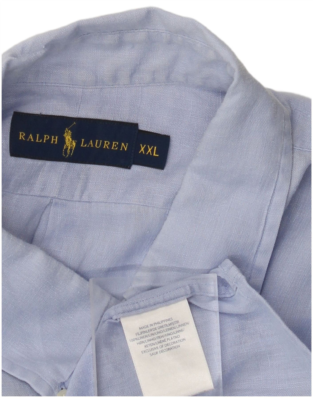 RALPH LAUREN Herreskjorte 2XL Blå Linned
