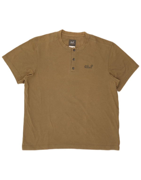 Jack Wolfskin Herre T-Shirt Top UK 46/48 2XL Khaki Bomuld