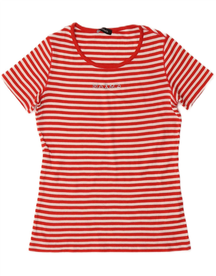 MAX & CO. Womens T-Shirt Top UK 12 Medium Red Striped Cotton Vintage Max & Co. and Second-Hand Max & Co. from Messina Hembry 