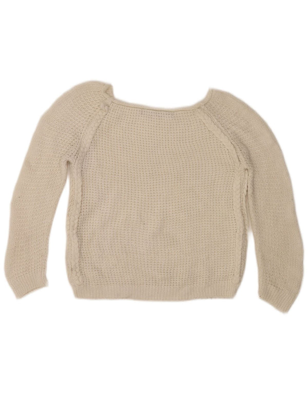 Zara Womens Crop 3/4-ærmet bådhalstrøje UK 12 Medium White