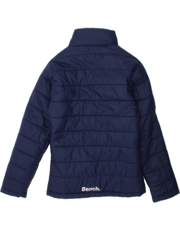 BENCH Girls Graphic Padded Jacket 9-10 Years Navy Blue Nylon Vintage Bench and Second-Hand Bench from Messina Hembry 