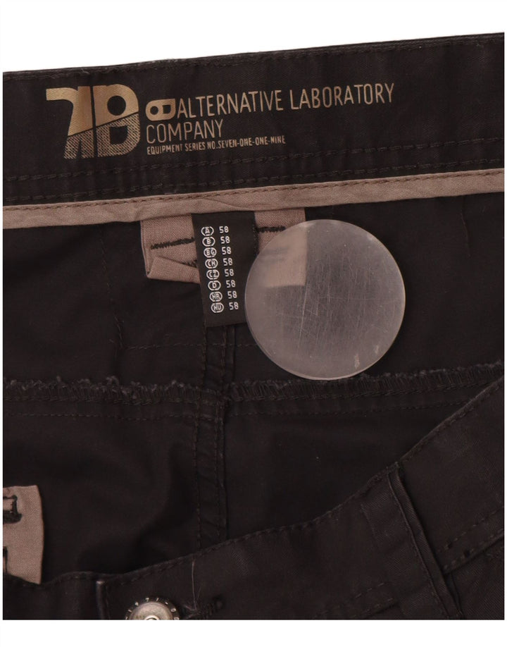 ANGELO LITRICO Herre Cargo Bermuda Shorts EU 58 4XL W42 Sort Bomuld