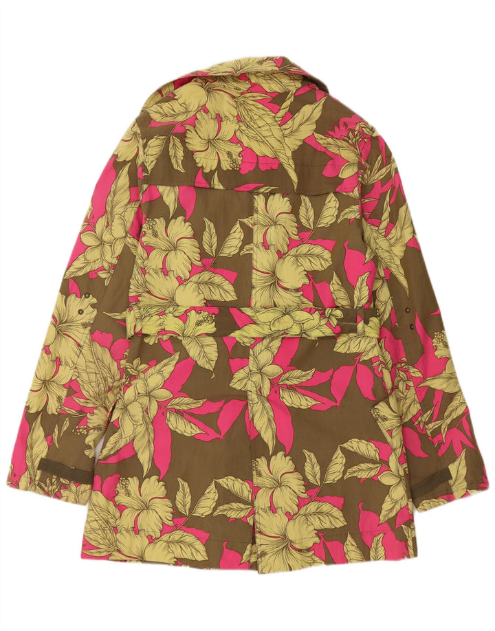 Billabong Womens Trench Coat UK 12 Medium Khaki Blomsterbomuld