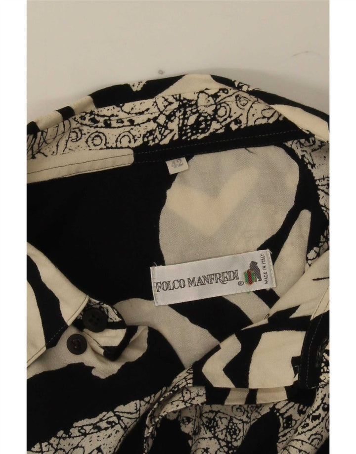 Vintage kortærmet herreskjorte IT 42 Stor sort patchwork