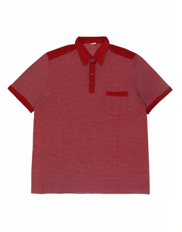 Vintage herre poloshirt XL Bourgogne stribet