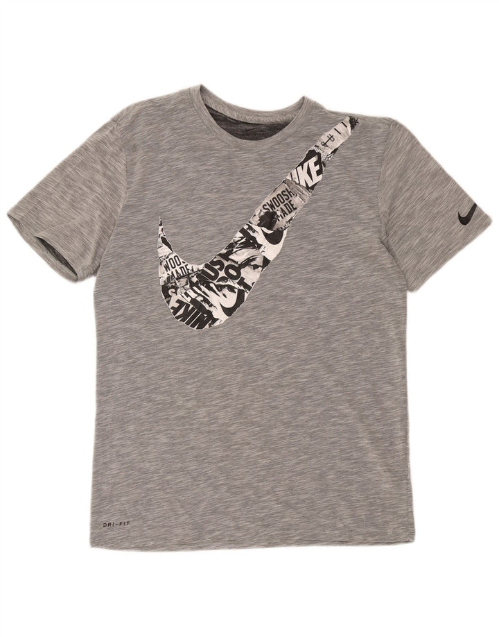 Nike Herre Dri Fit grafisk T-shirt top mellemgrå bomuld