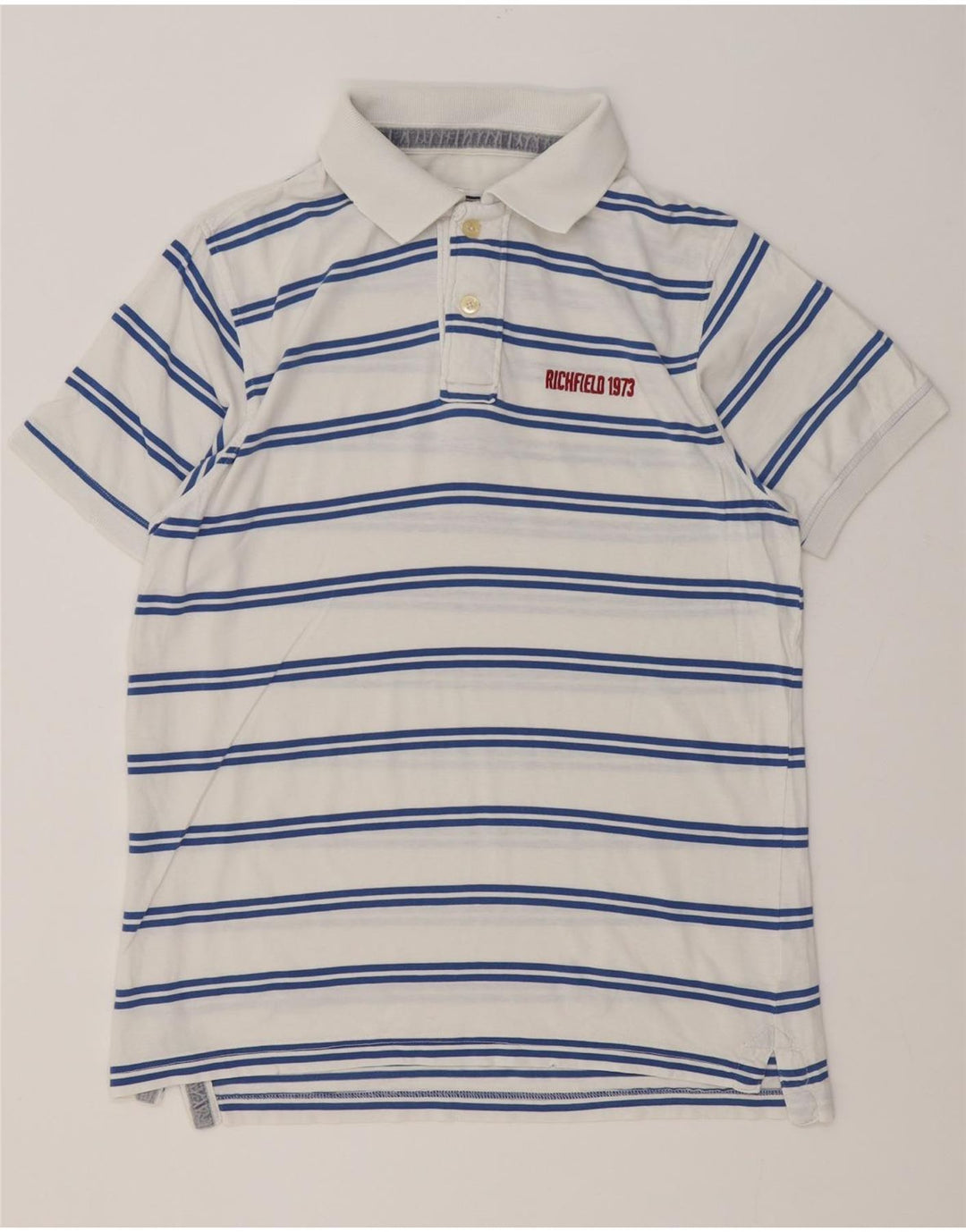Richfield herre poloshirt XL hvid stribet bomuld