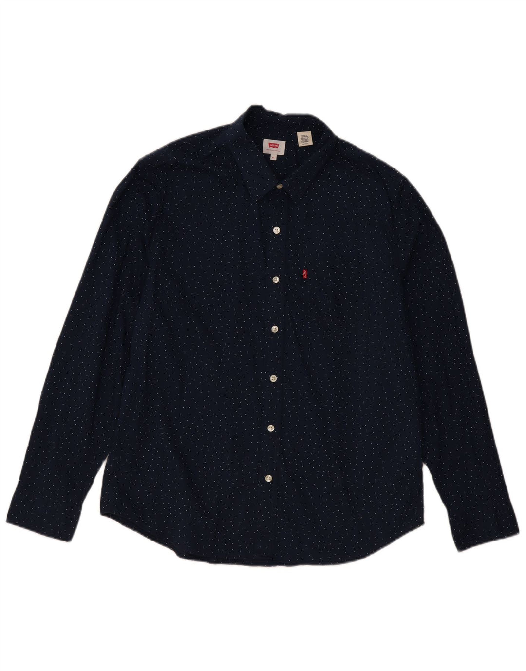 Levi's herreskjorte XL marineblå plettet bomuld Classic