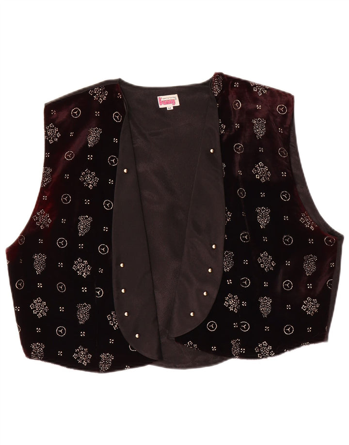 Vintage Dame ÅBEN vest EU 44 XL rødbrun blomster