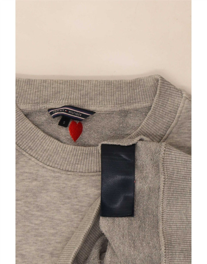 Tommy Hilfiger Womens Crop Oversized Sweatshirt Jumper UK 10 Small Grå
