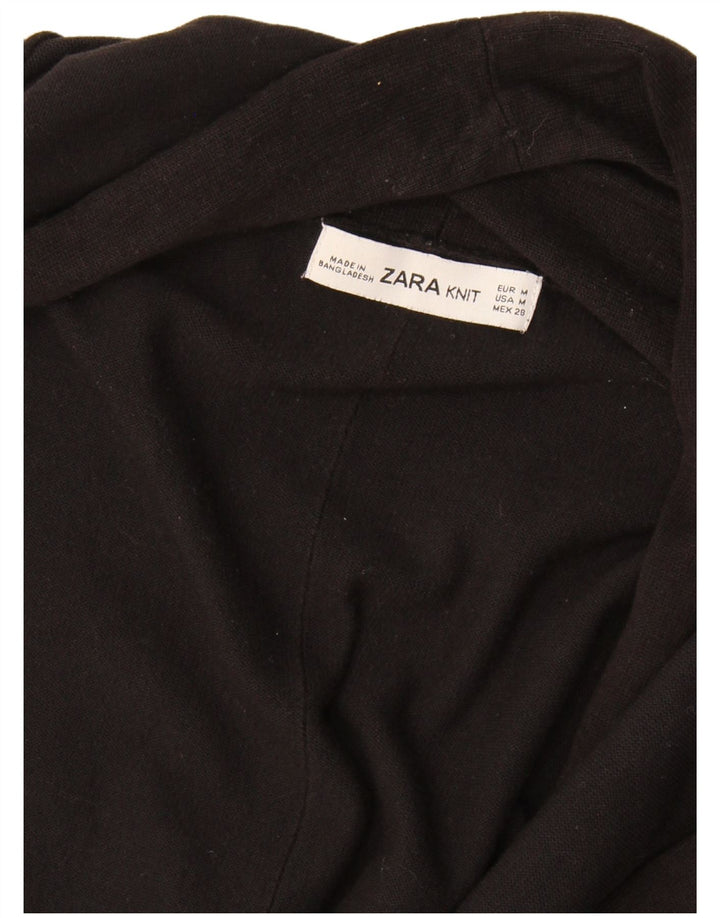 Zara Womens Open Cardigan Sweater UK 12 Medium Black