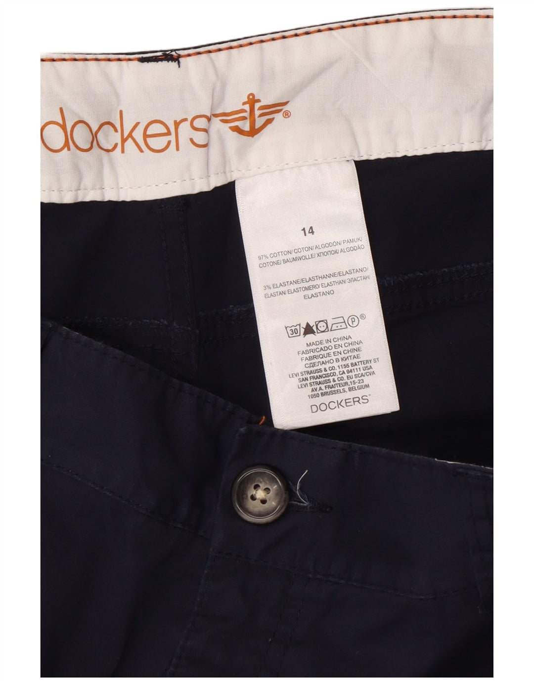 DOCKERS Bermuda-shorts til kvinder US 14 XL W34 Marineblå bomuld