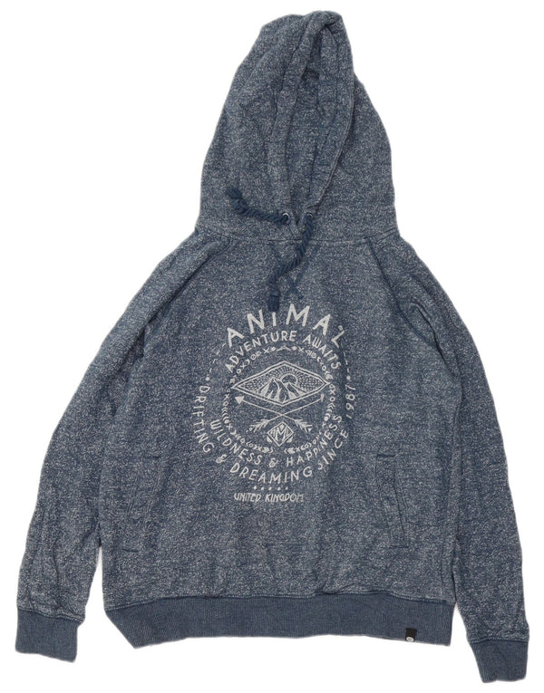 Animal Girls Grafisk oversized hættetrøje trøje 11-12 år Marineblå Flecked