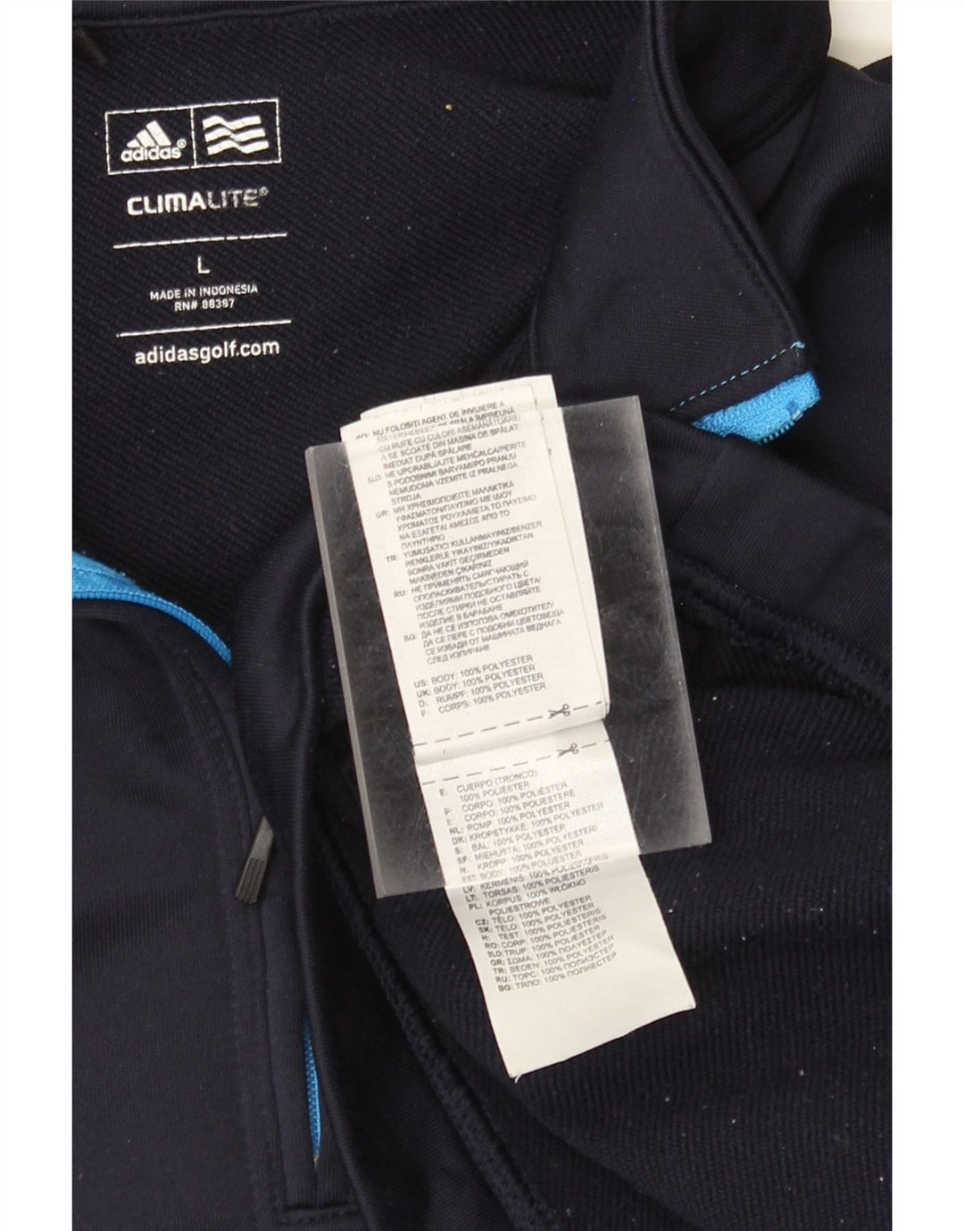 Adidas Herre Climalite Sweatshirt med lynlås, stor marineblå polyester