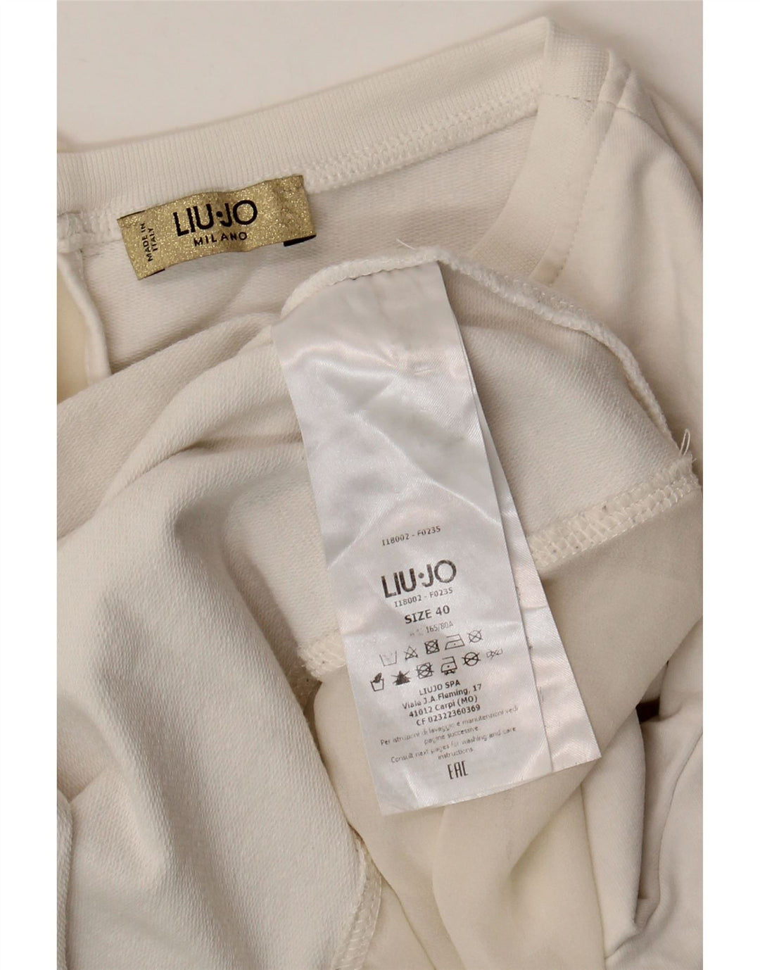 Liu Jo Sweatshirt med 3/4 ærmer til kvinder IT 40 Lille hvid bomuld