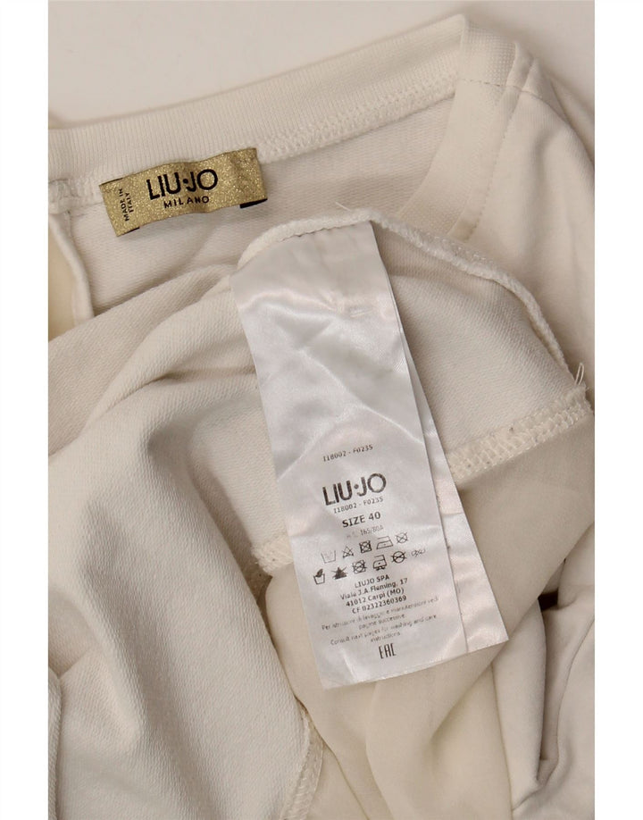 Liu Jo Sweatshirt med 3/4 ærmer til kvinder IT 40 Lille hvid bomuld
