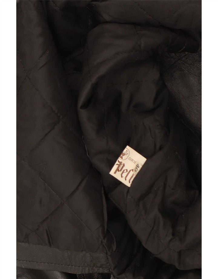 Vintage Dame Loose Fit Læderfrakke IT 40 Small Black