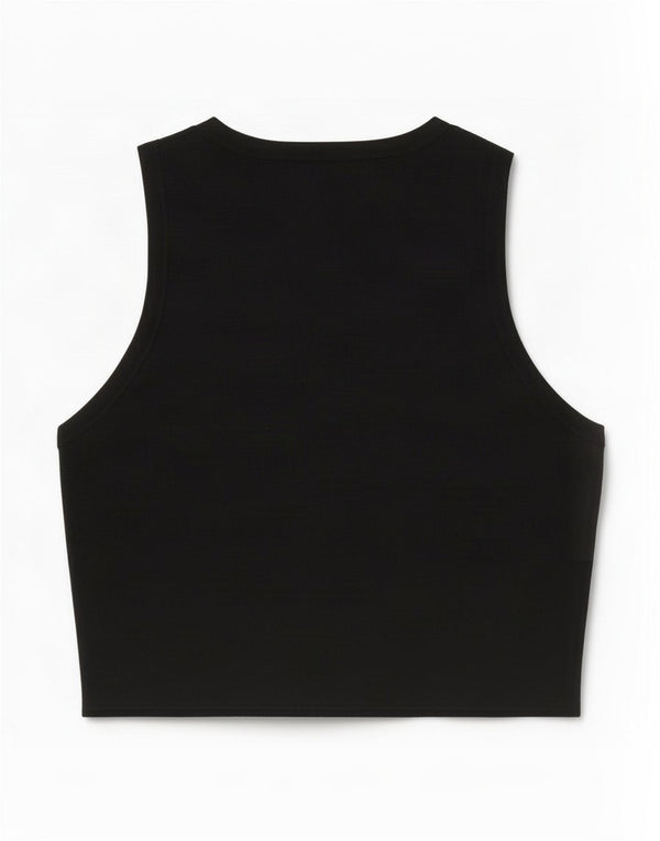 Zara Womens Crop Vest Top UK 12 Medium Black