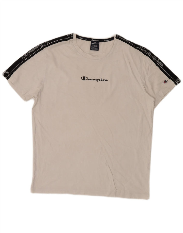 Champion Herre grafisk T-shirt Top Medium White Colourblock