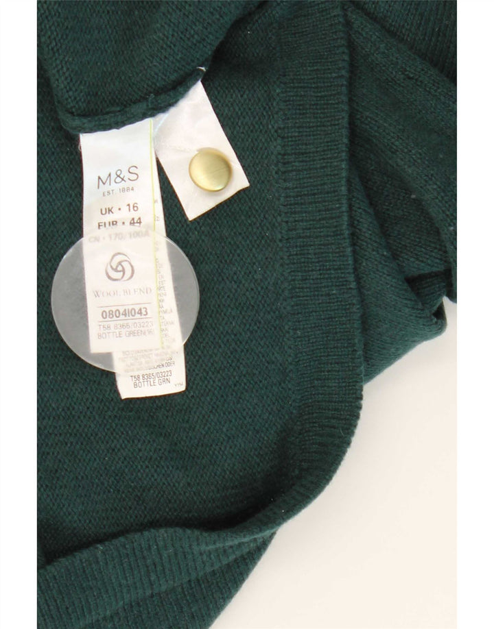 Marks & Spencer Dame Cardigan Sweater UK 16 Large Grøn Akryl