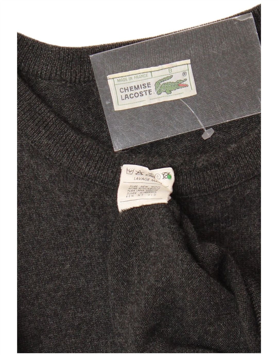 LACOSTE Herre Boat Neck Jumper Sweater Størrelse 8 3XL Grå Uld